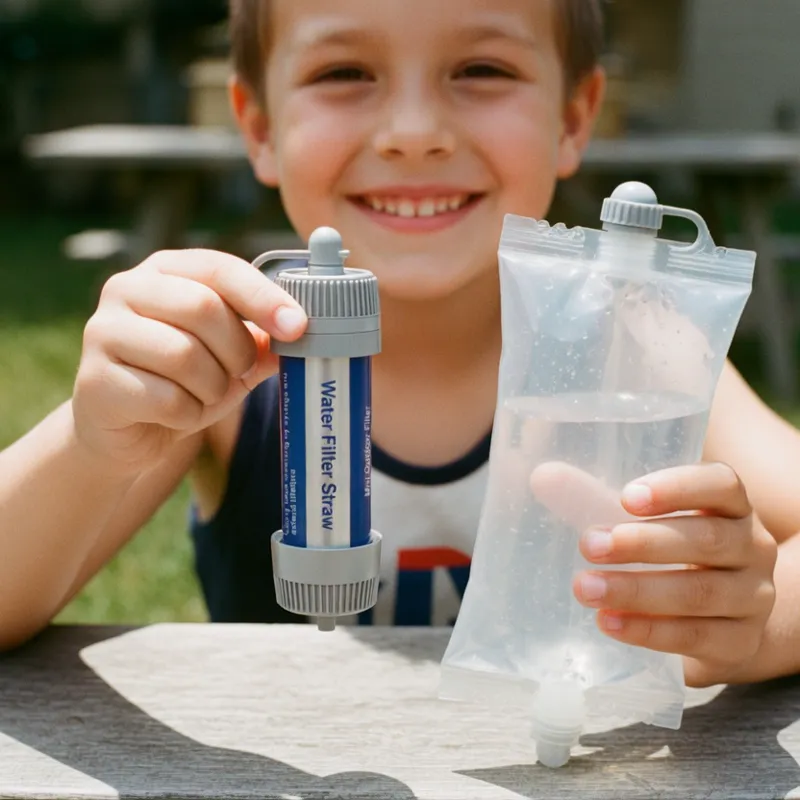 specialist showing survival sip water filters